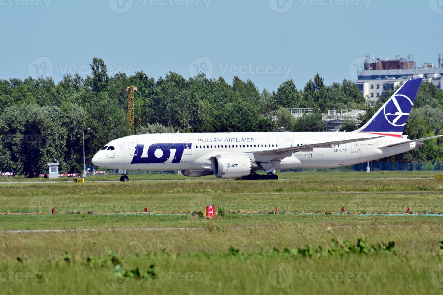 Warsaw,Poland. 8 June 2018. Warsaw Chopin Airport. Airplane at the airport after landing. photo