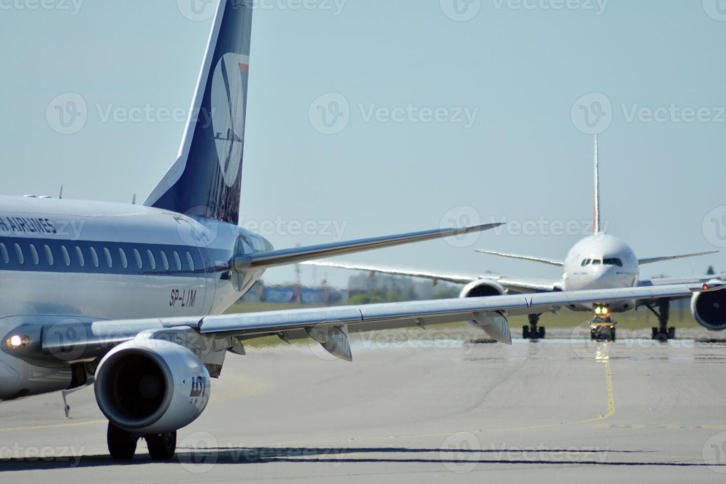 Warsaw Poland. June 8, 2018. Chopin Airport in Warsaw. Plane at the airport after landing. photo