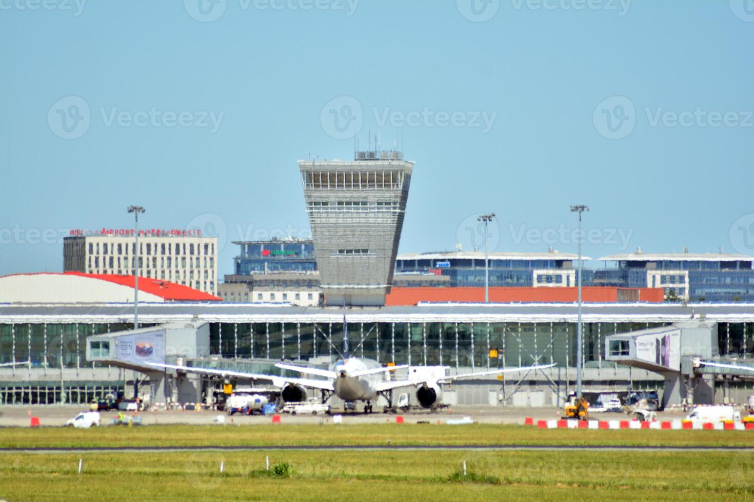 Warsaw Poland. June 8, 2018. Chopin Airport in Warsaw. Plane at the airport after landing. photo
