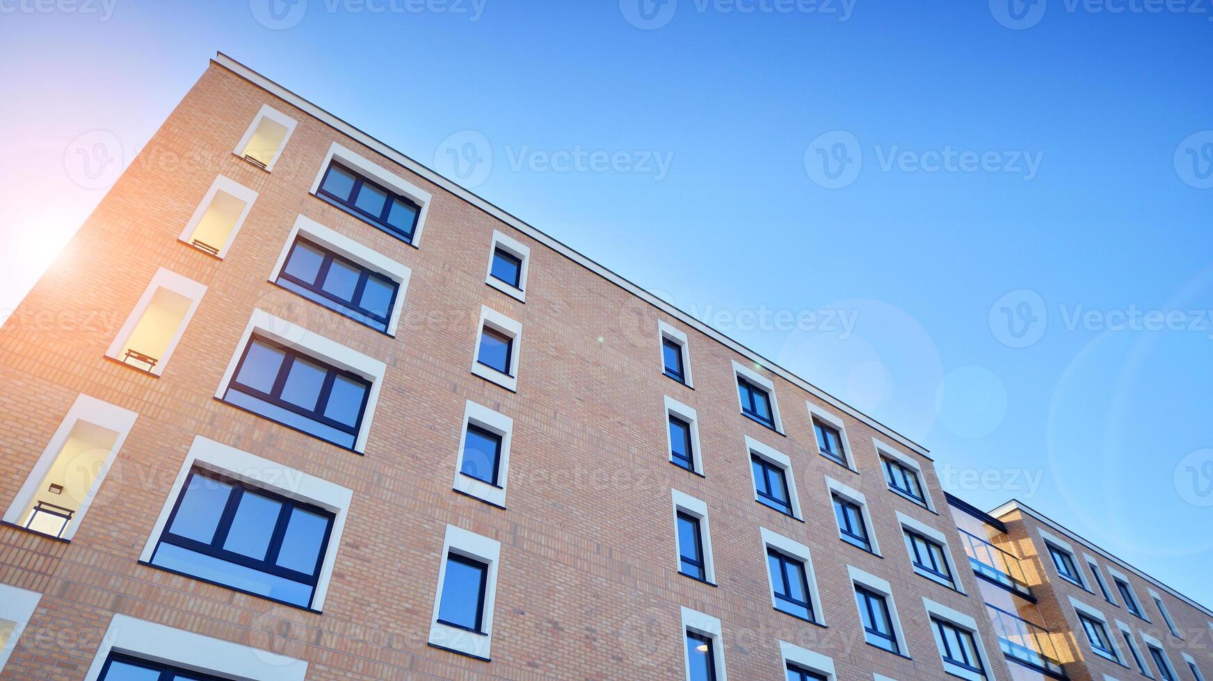 Residential area with modern apartment building. Multi Storey modern, new and stylish living block of flats. photo