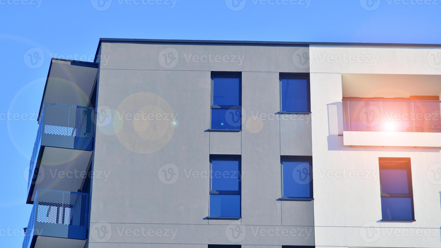 Residential area with modern apartment building. Multi Storey modern, new and stylish living block of flats. photo