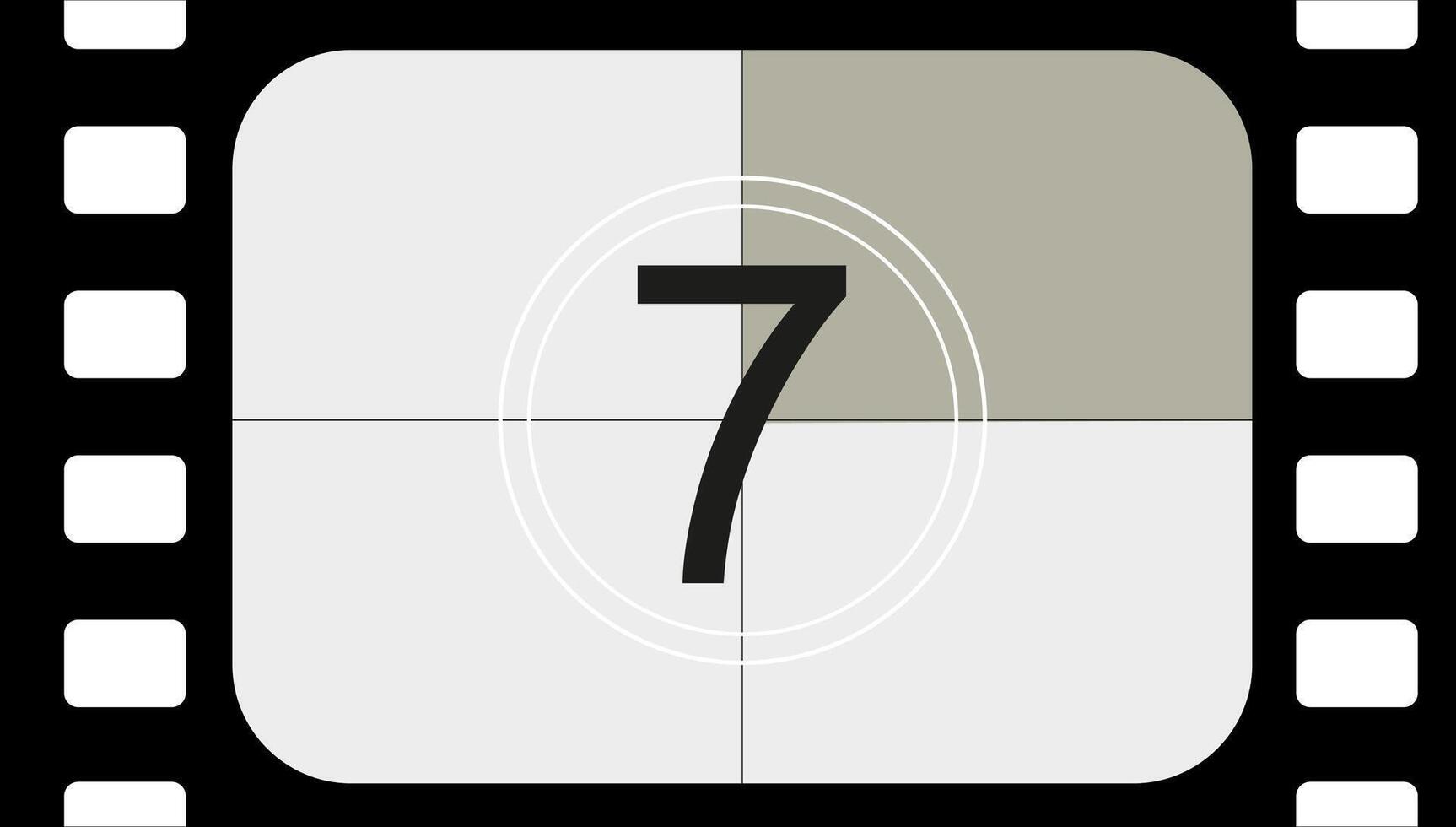 classic movie countdown frame at the number seven. Vintage retro cinema. Abstract concept graphic element. Art design. vector