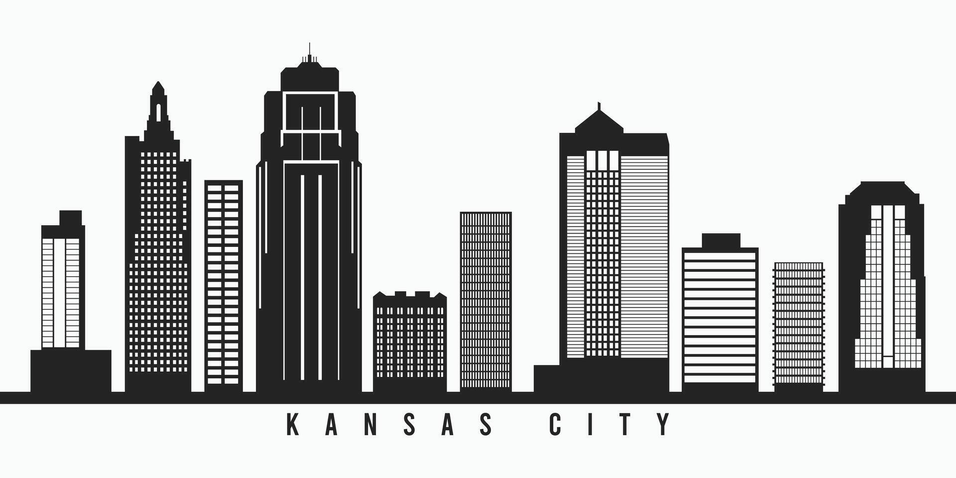 Kansas city skyline silhouette illustration vector