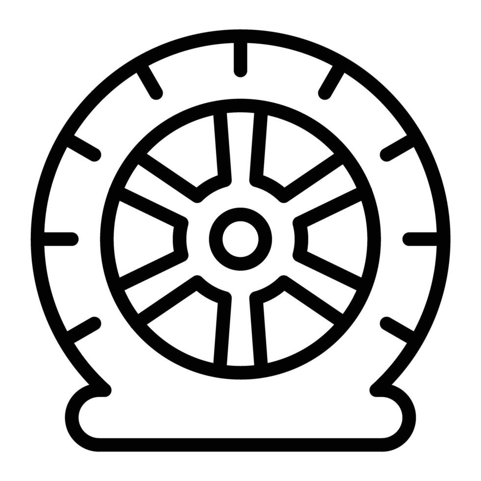 Flat Tire Line Icon Design vector