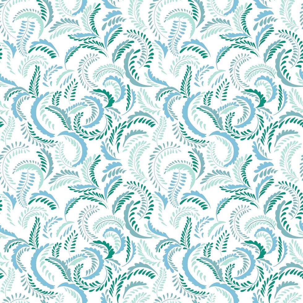 Monogram branches in tiny shapes dots, drops, spots seamless pattern. Simple background with green abstract textured twisted stems. hand drawing sketch. Collage for design, printing vector