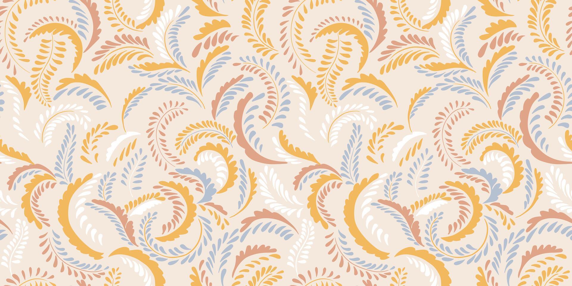 Creative flat yellow branches with tiny shapes dots, drops, spots seamless pattern. hand drawn sketch. Abstract textured twisted stems patterned. Simple monogram printing. Collage for designs vector