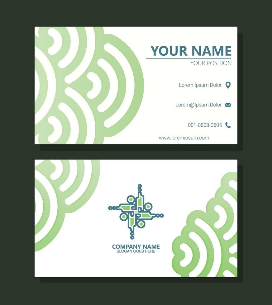 green abstract business card template vector