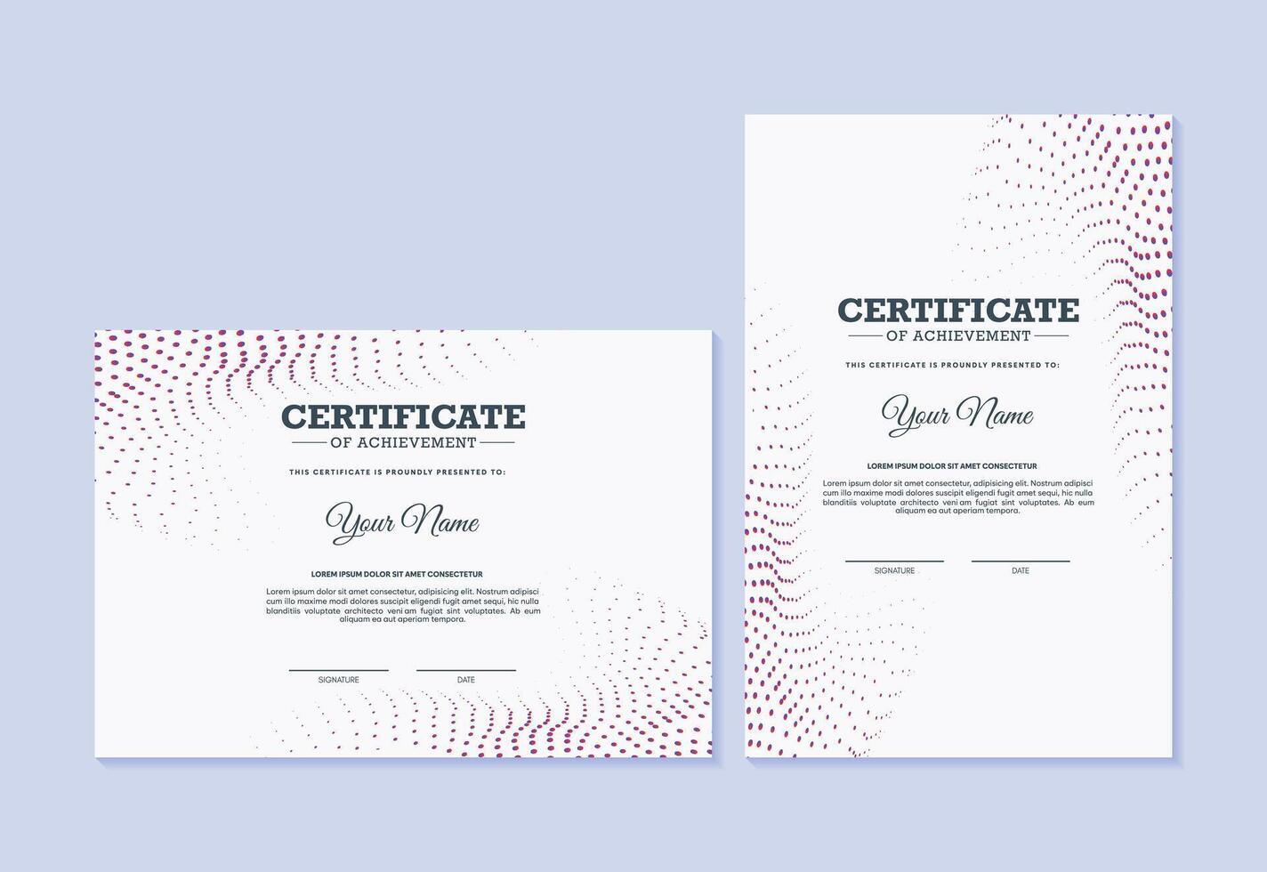 certificate of achievement template with dot abstract vector