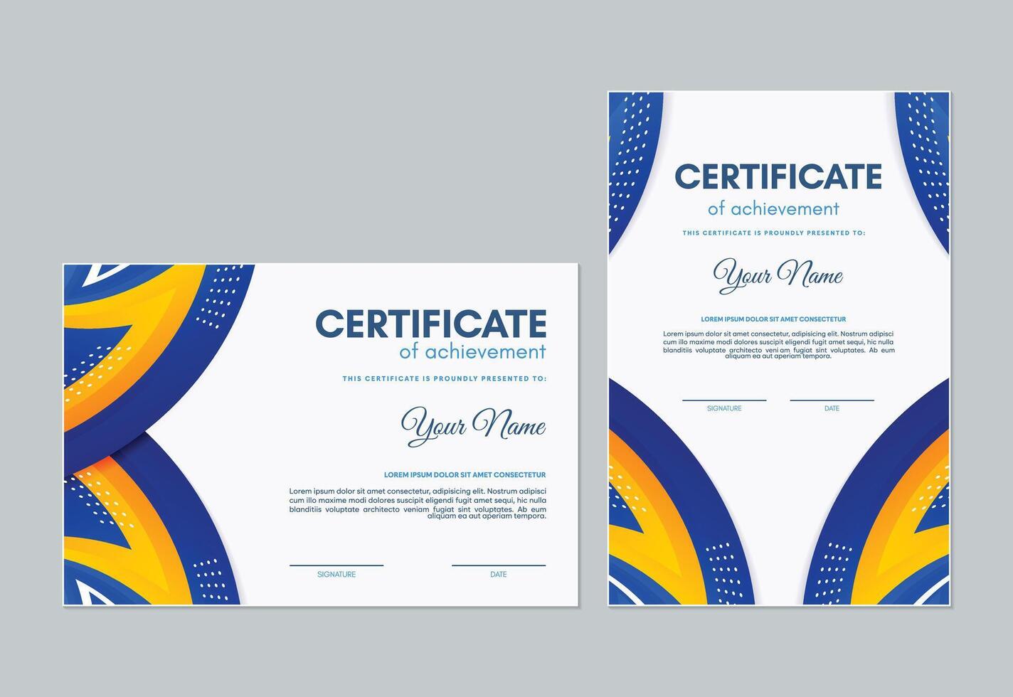 Colorful certificate of achievement template with wave abstract vector