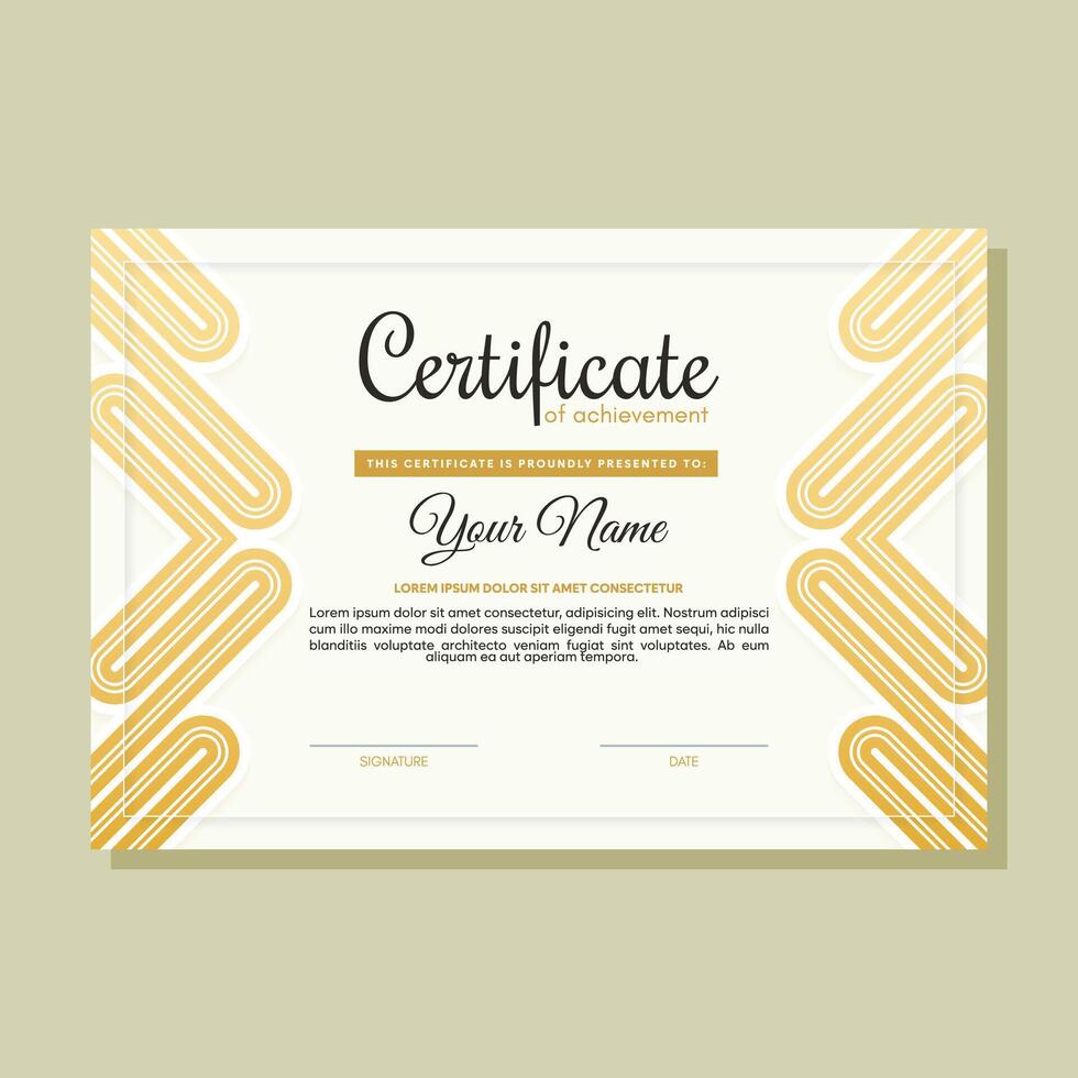Orange certificate of achievement template with wave abstract vector