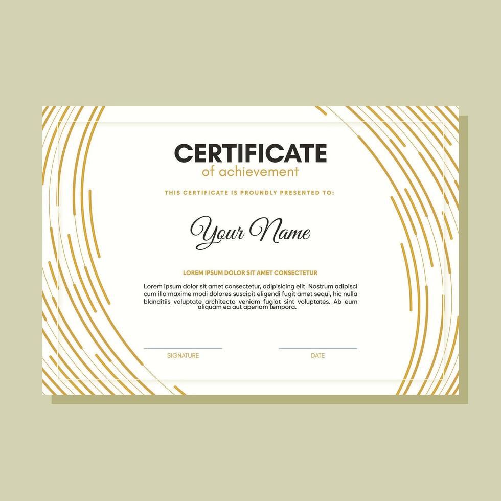 Orange certificate of achievement template with wave abstract vector