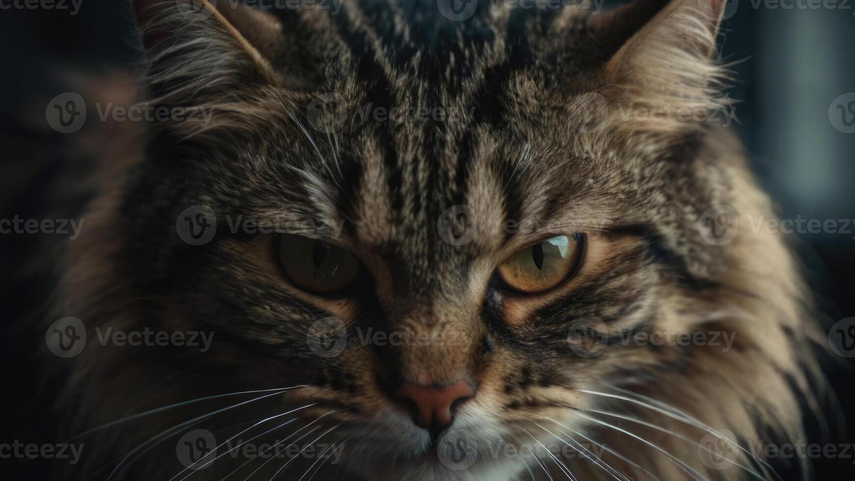an angry cat with its mouth open photo