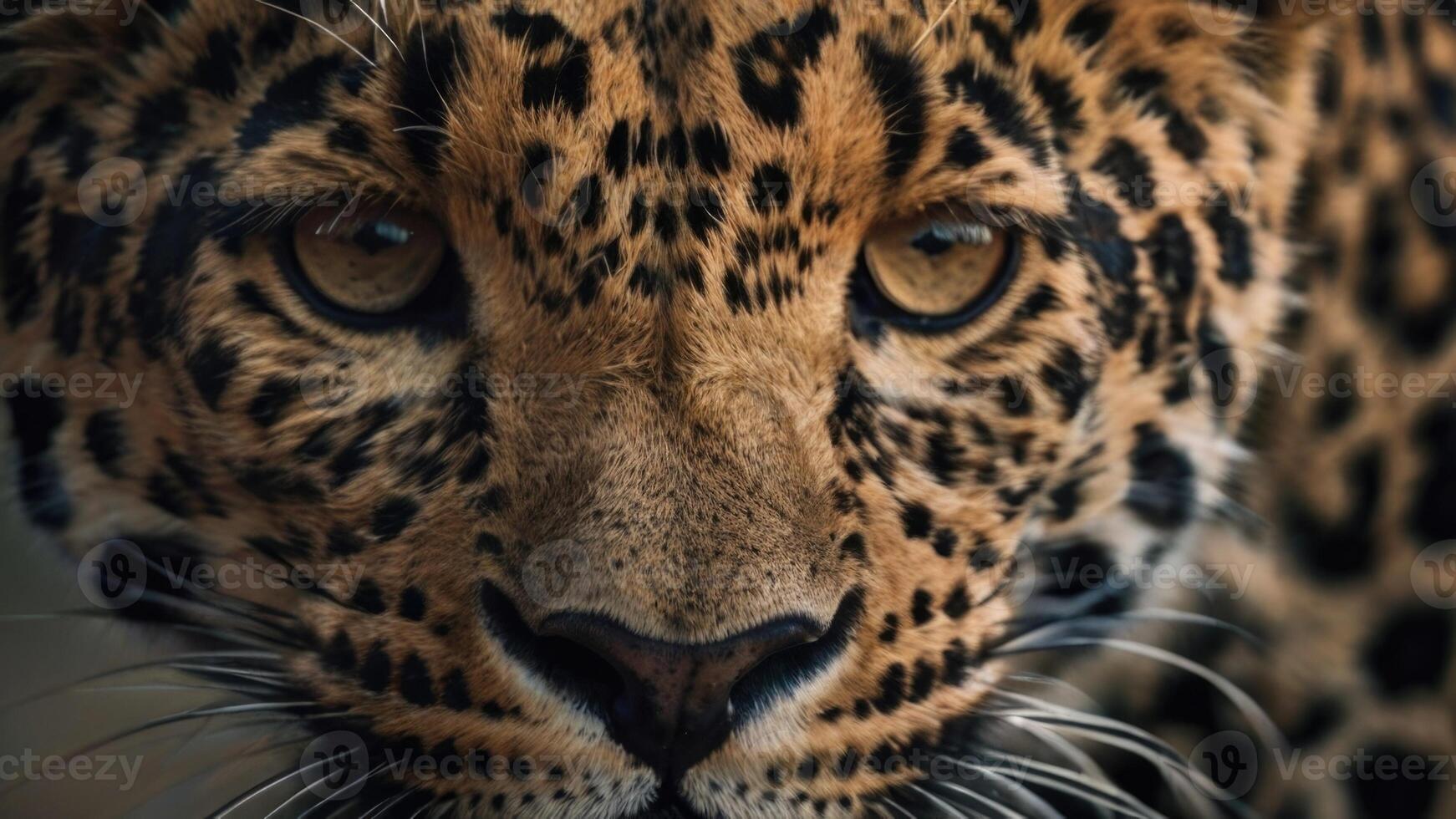 close up of a leopard's face with a dark background photo