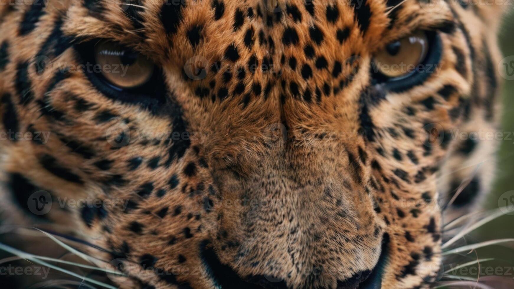 close up of a leopard's face with a dark background photo