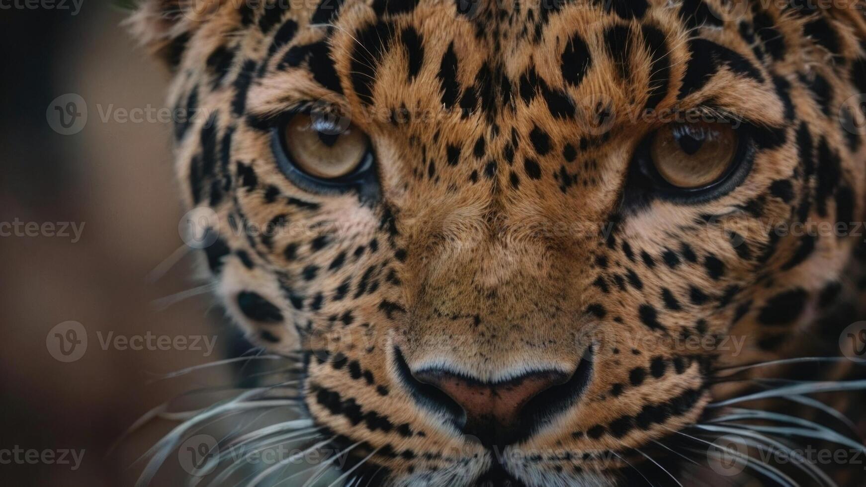 close up of a leopard's face with a dark background photo