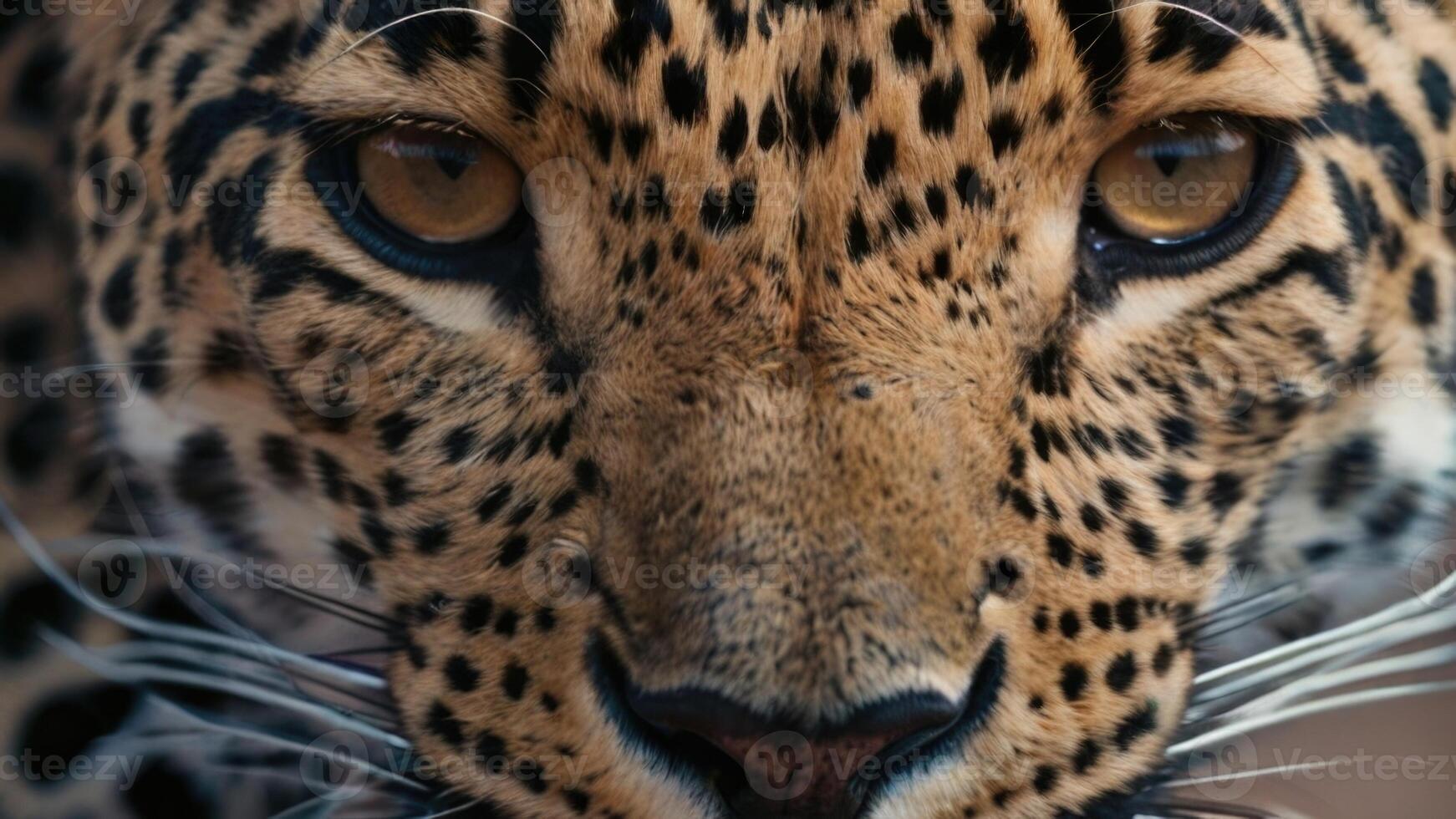 close up of a leopard's face with a dark background photo