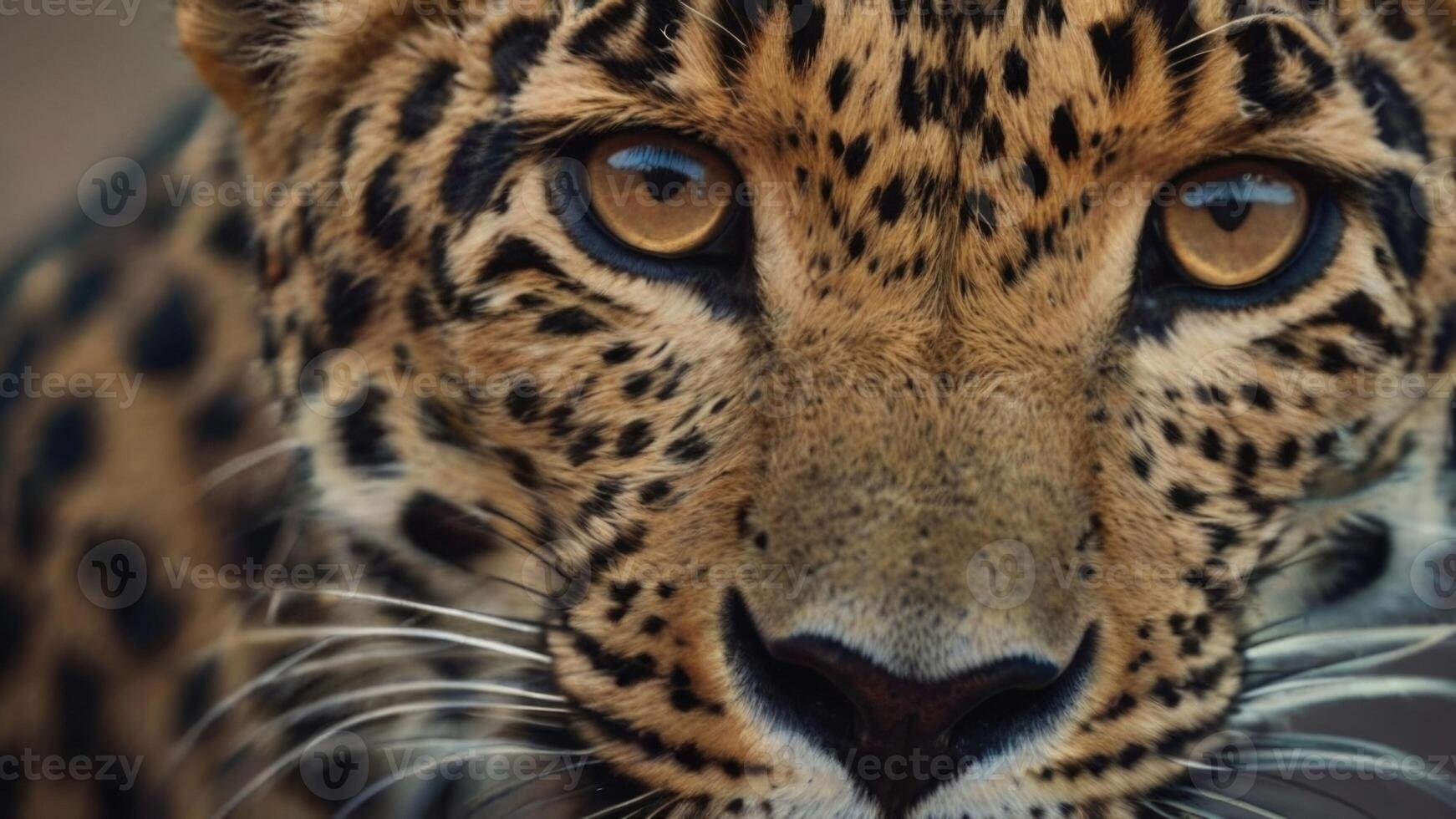 close up of a leopard's face with a dark background photo