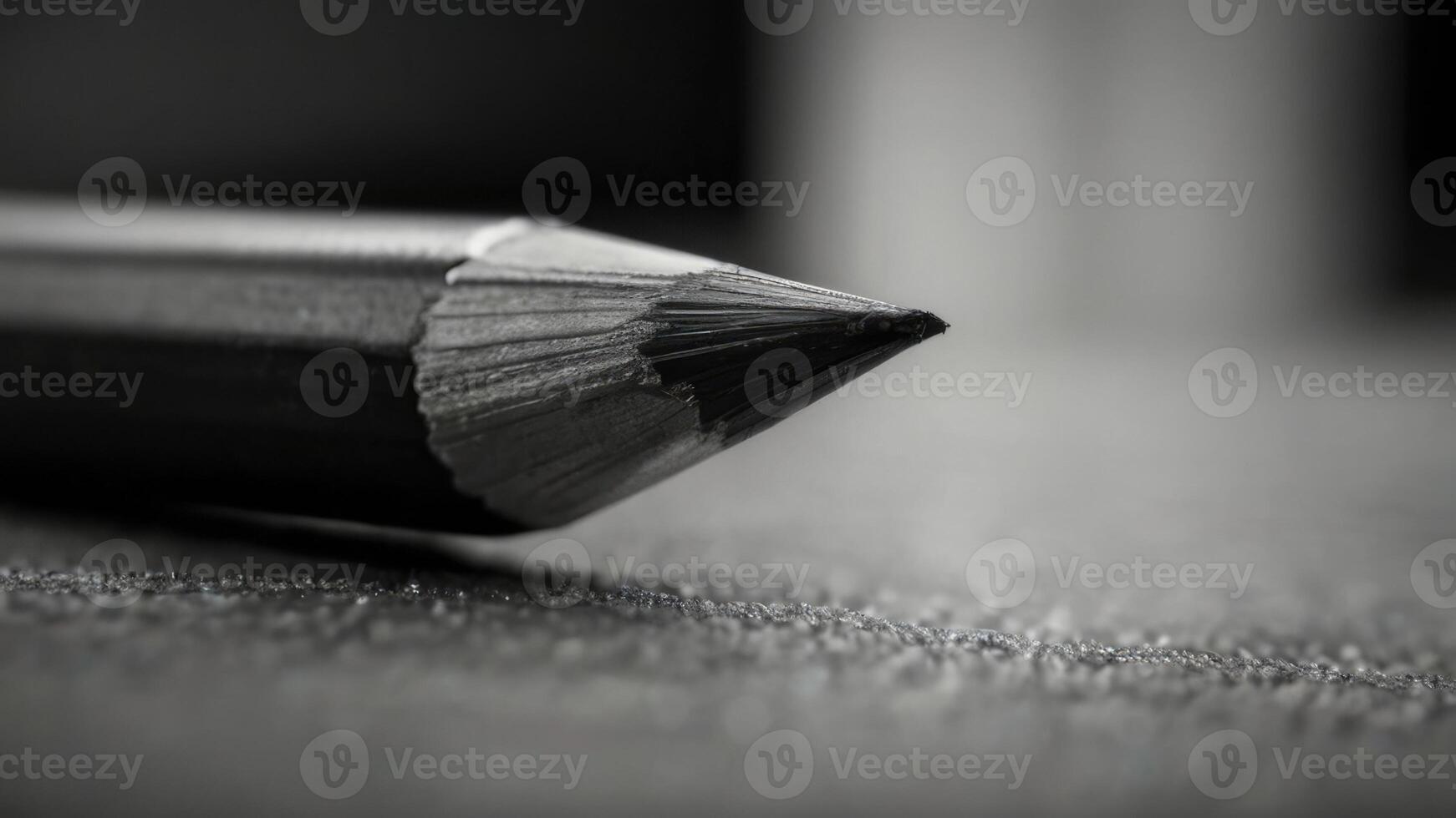 a close up of a pencil on a table black and white photo