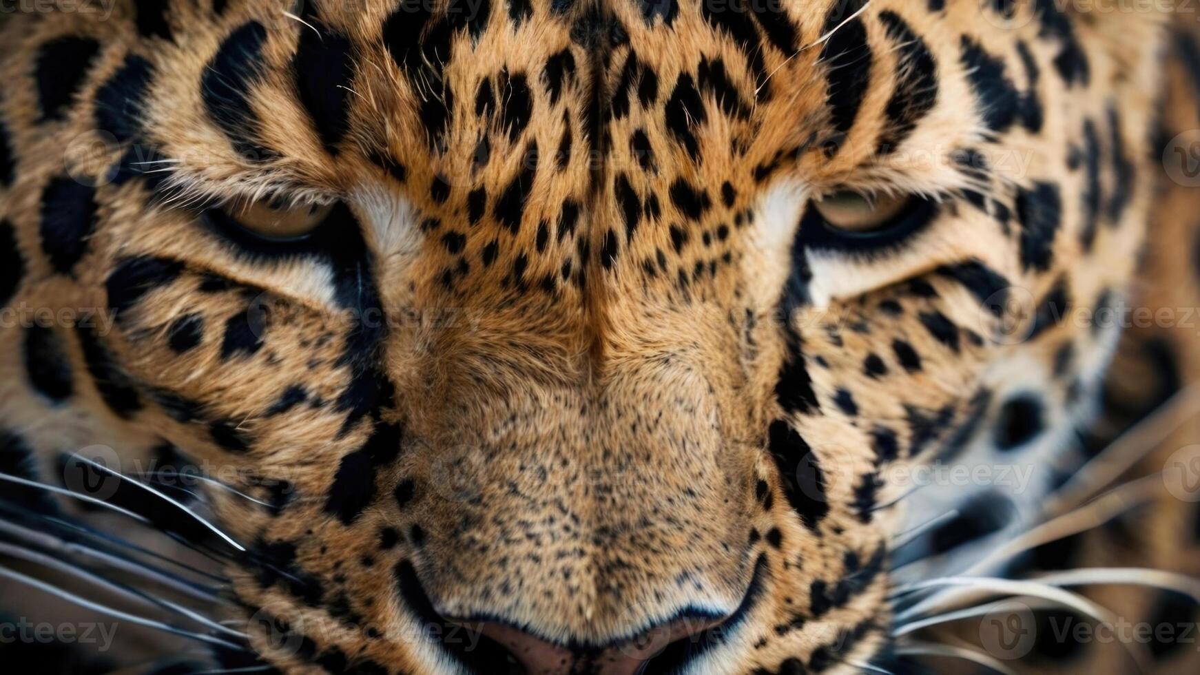 close up of a leopard's face with a dark background photo