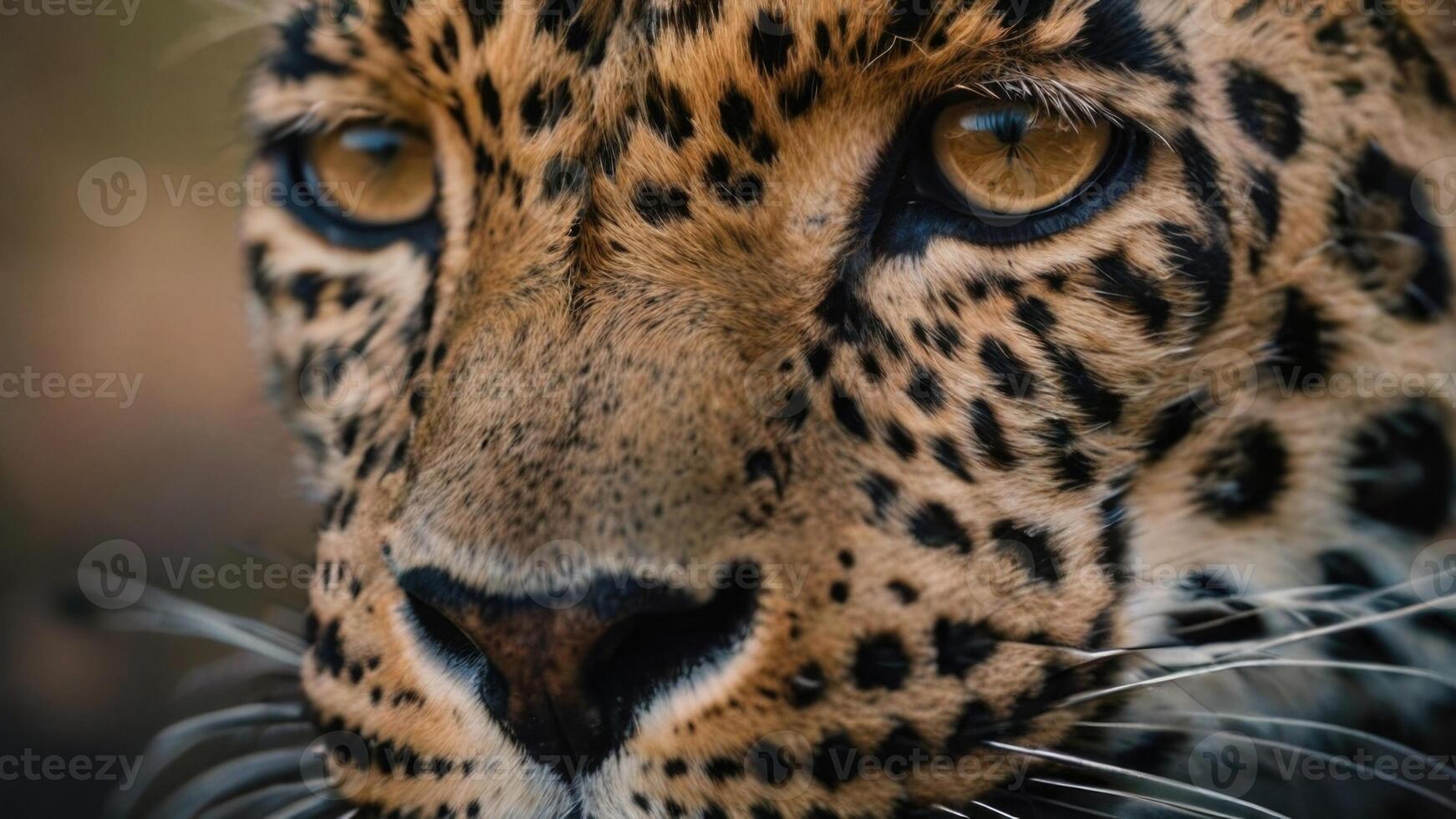 close up of a leopard's face with a dark background photo