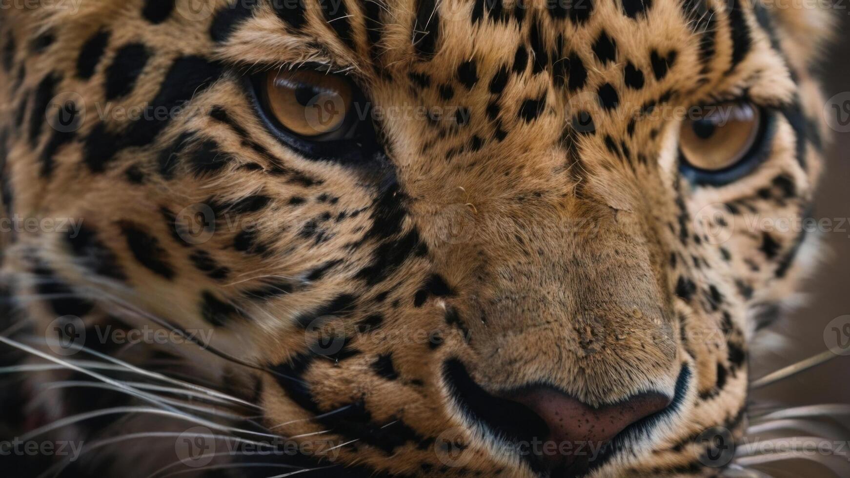 close up of a leopard's face with a dark background photo