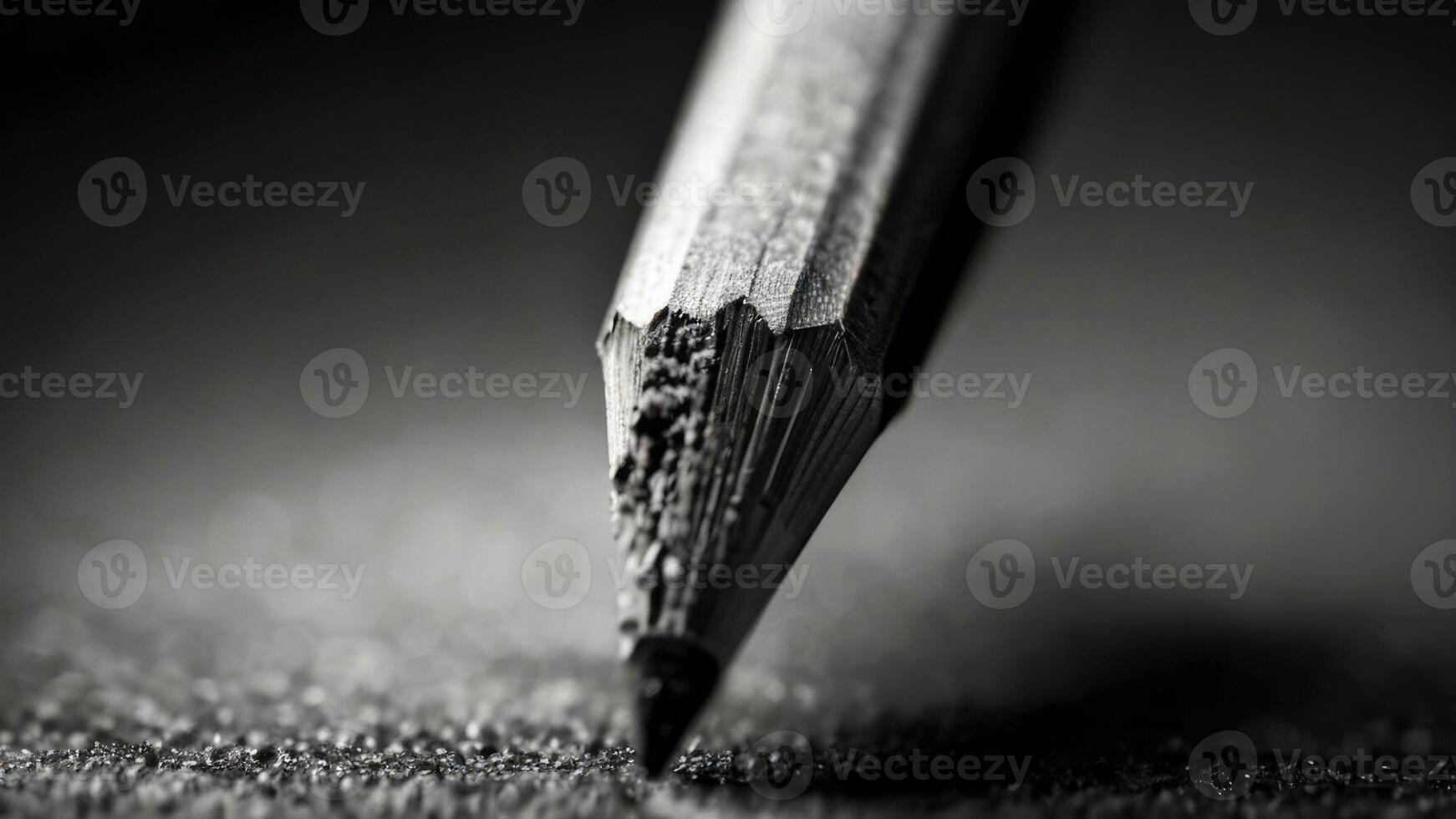 a close up of a pencil on a table black and white photo