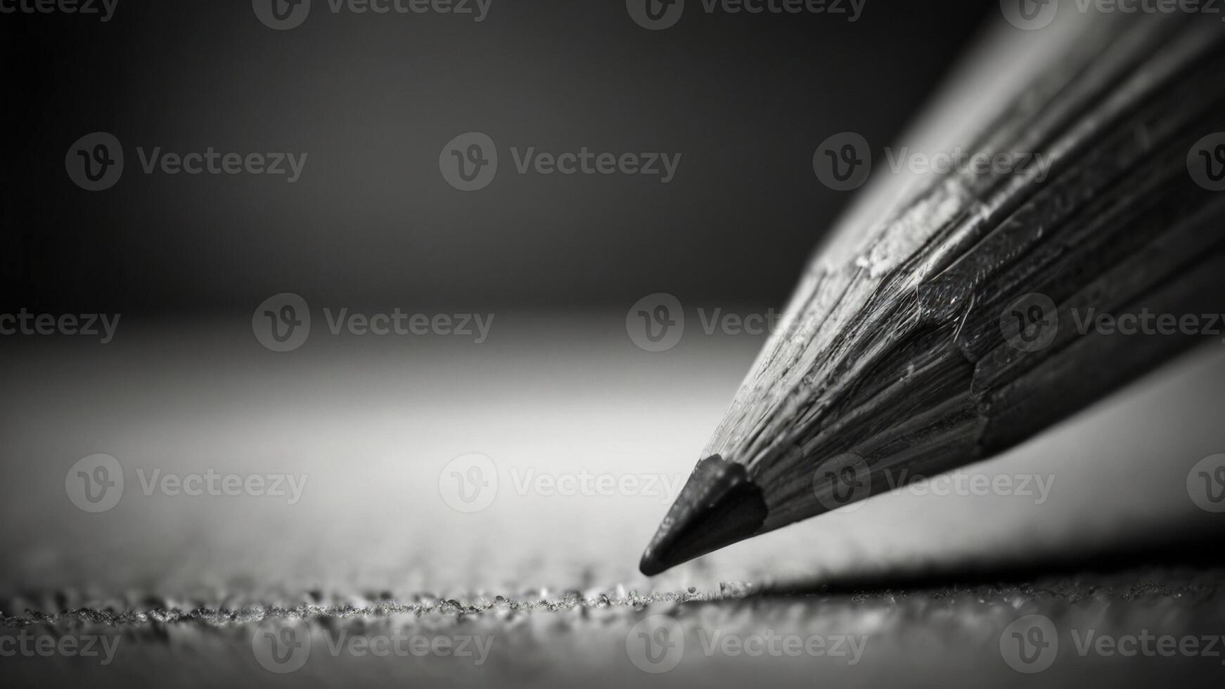 a close up of a pencil on a table black and white photo