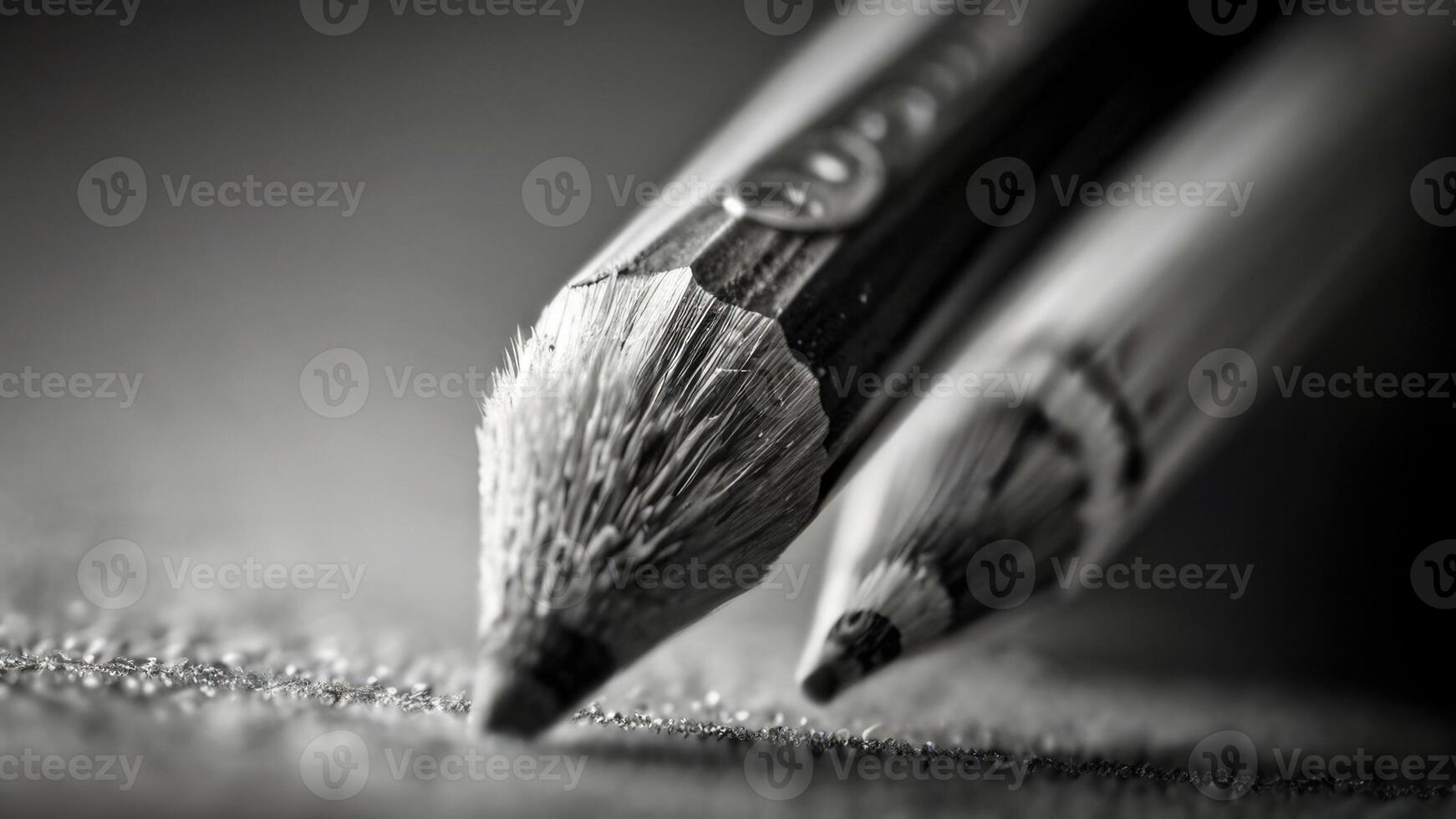 a close up of a pencil on a table black and white photo