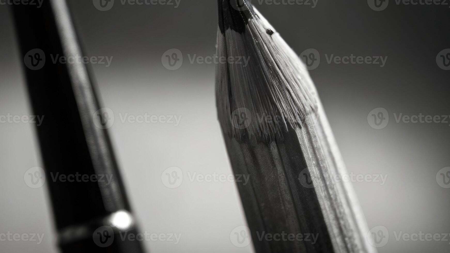 a close up of a pencil on a table black and white photo