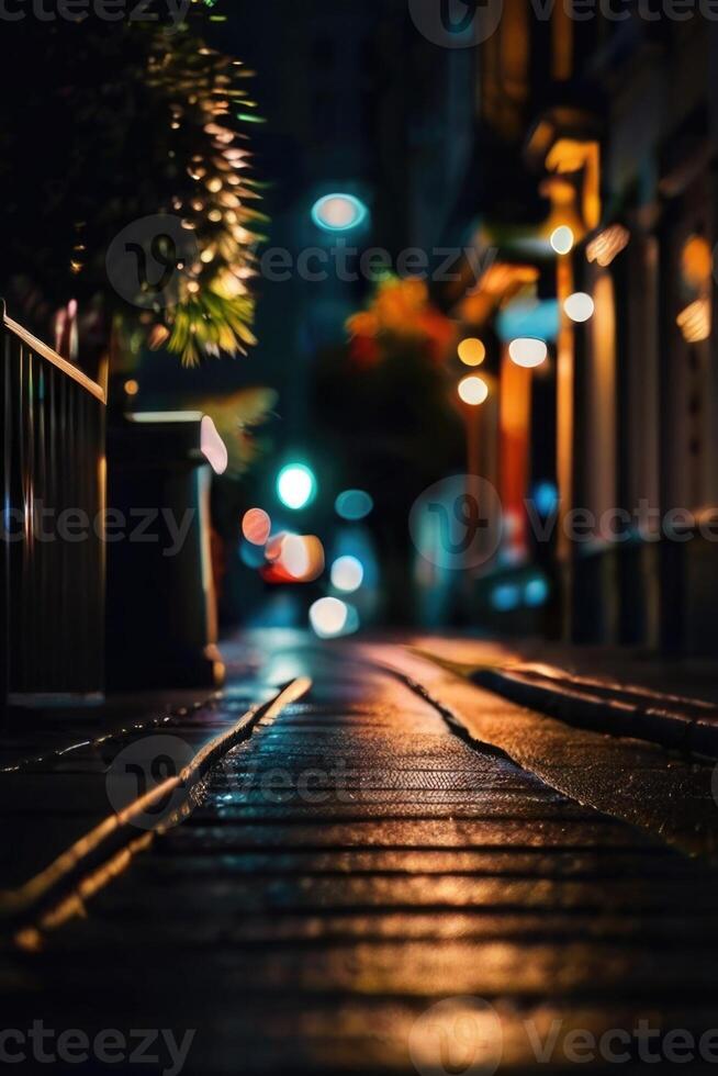 un borroso imagen de un calle a noche foto