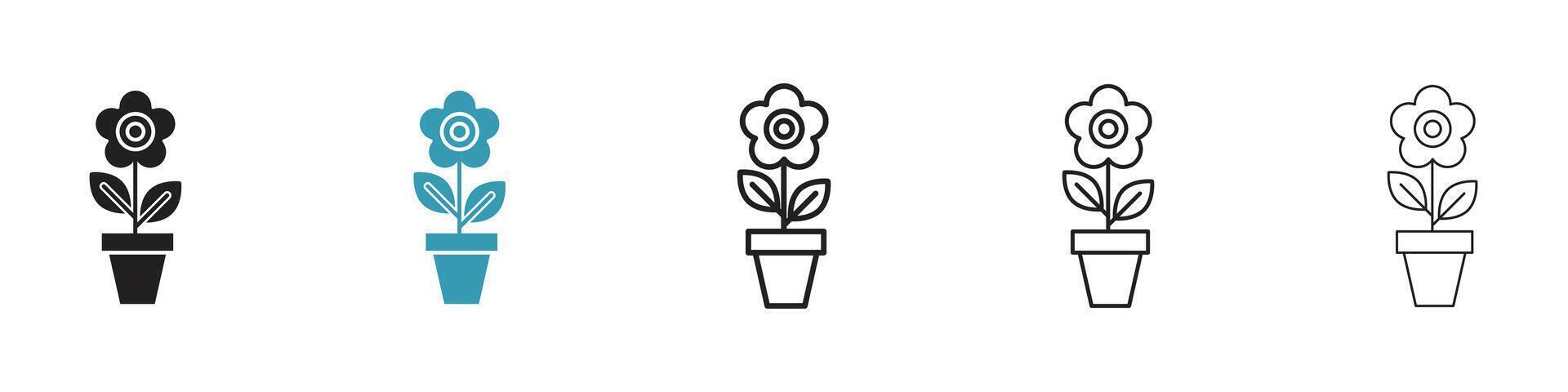 Flowerpot icon set vector