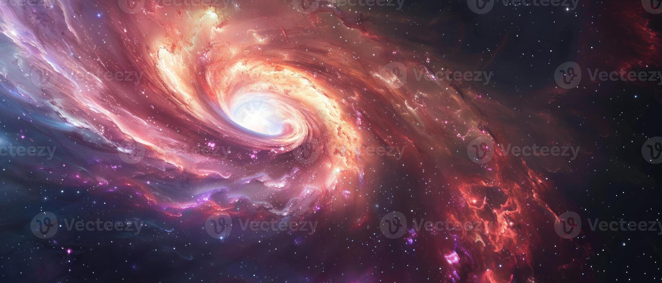 A whirlpool of bright red and purple gases in space. photo