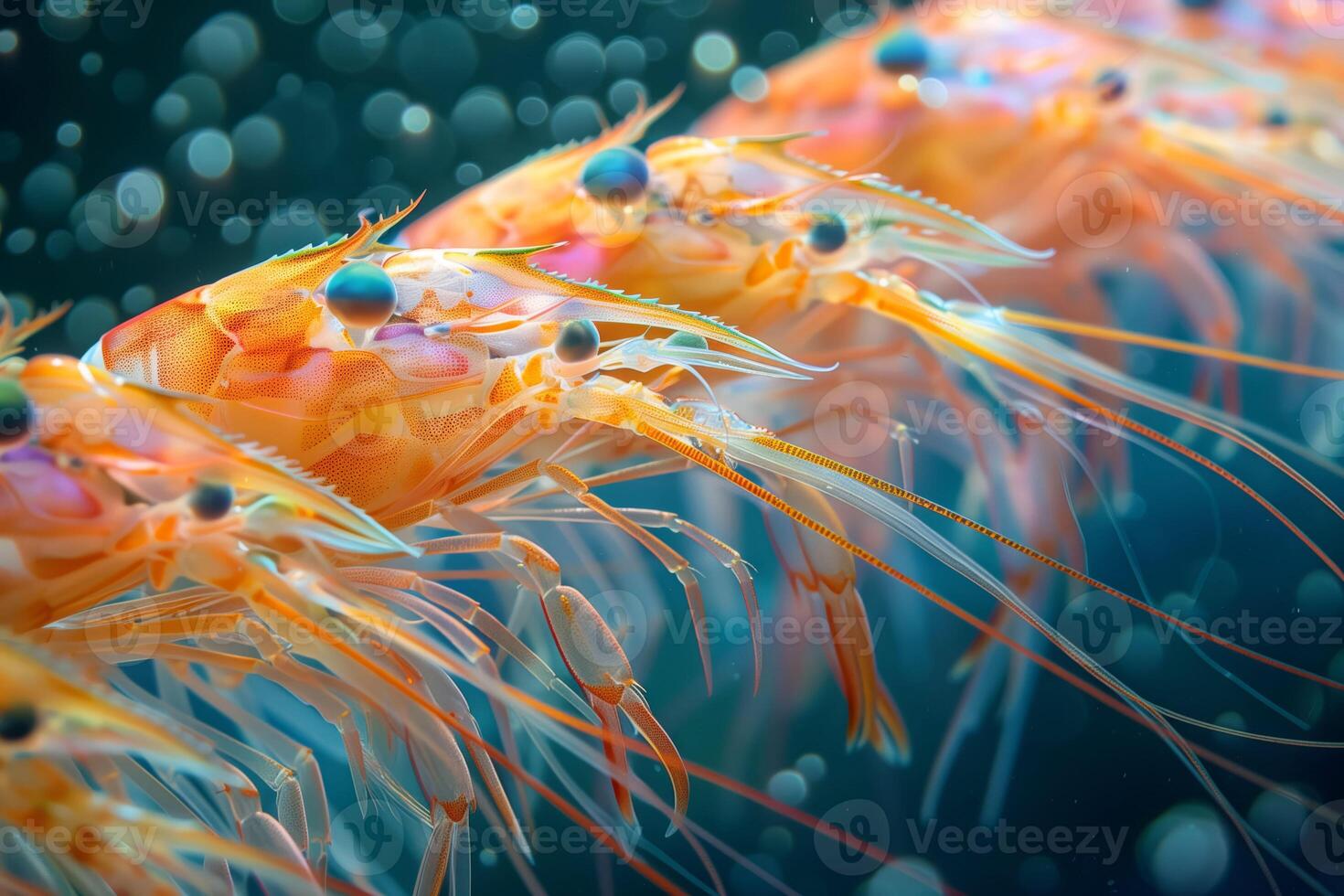 Living Mosaic A Freshwater Shrimp's Intricate Pattern Against Green Aquatic Plants photo