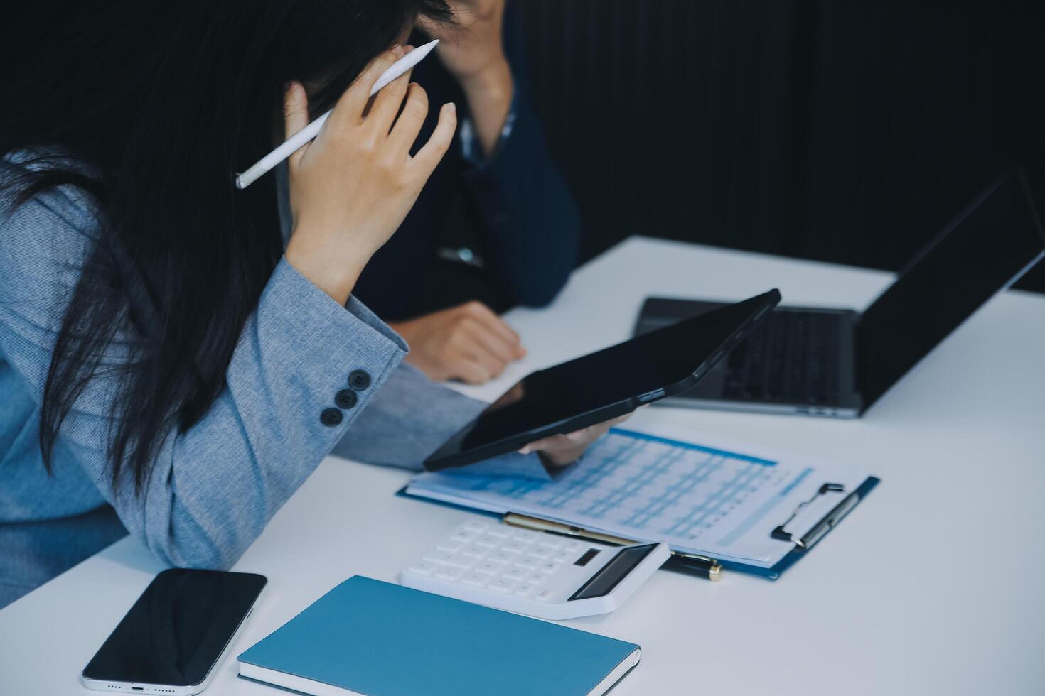 Business Documents, Auditor businesswoman checking searching document legal prepare paperwork or report for analysis TAX time,accountant Documents data contract partner deal in workplace office photo