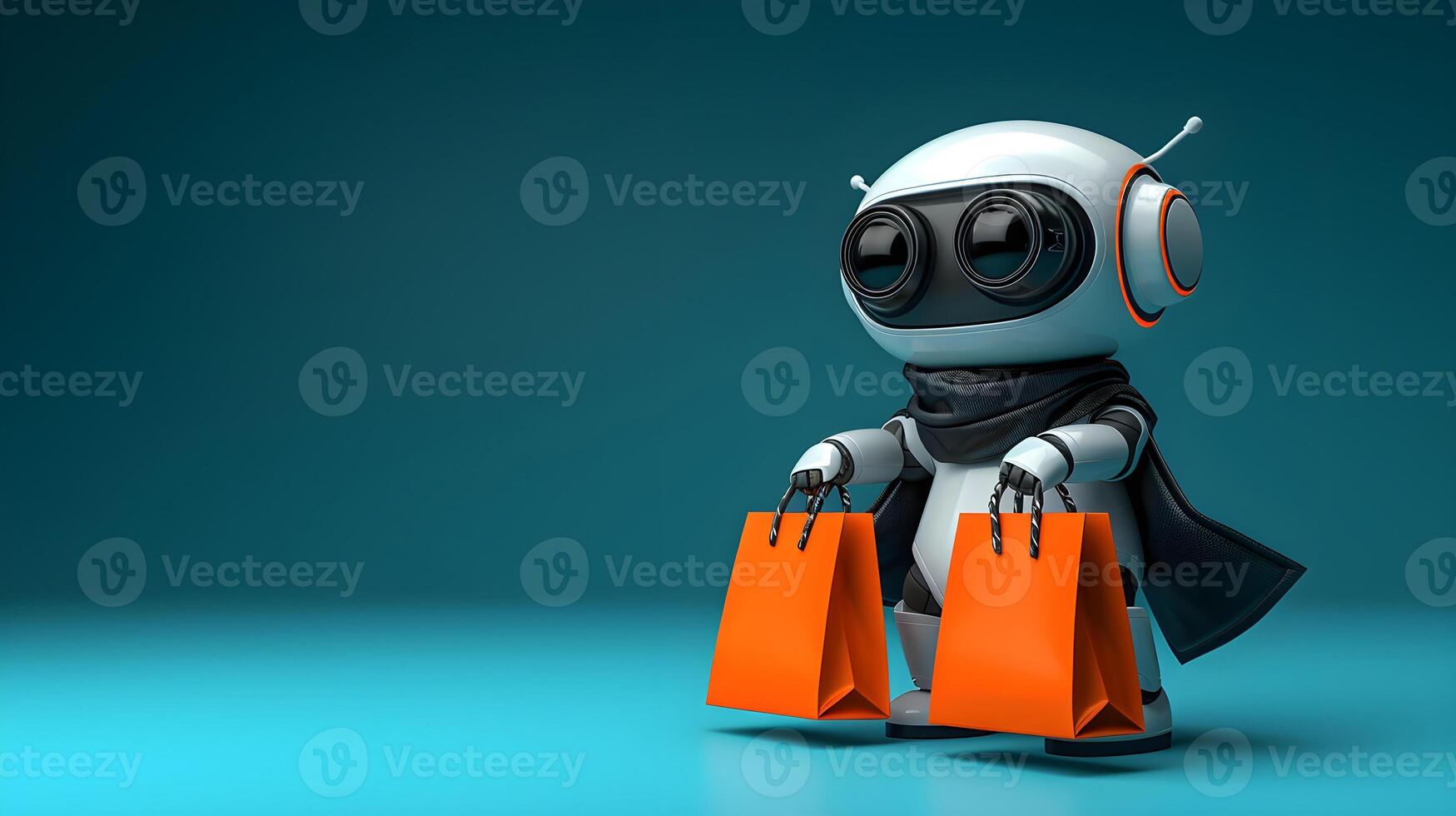 Robot courier as a symbol of technological progress and innovation delivers parcels. Delivery of the future. photo