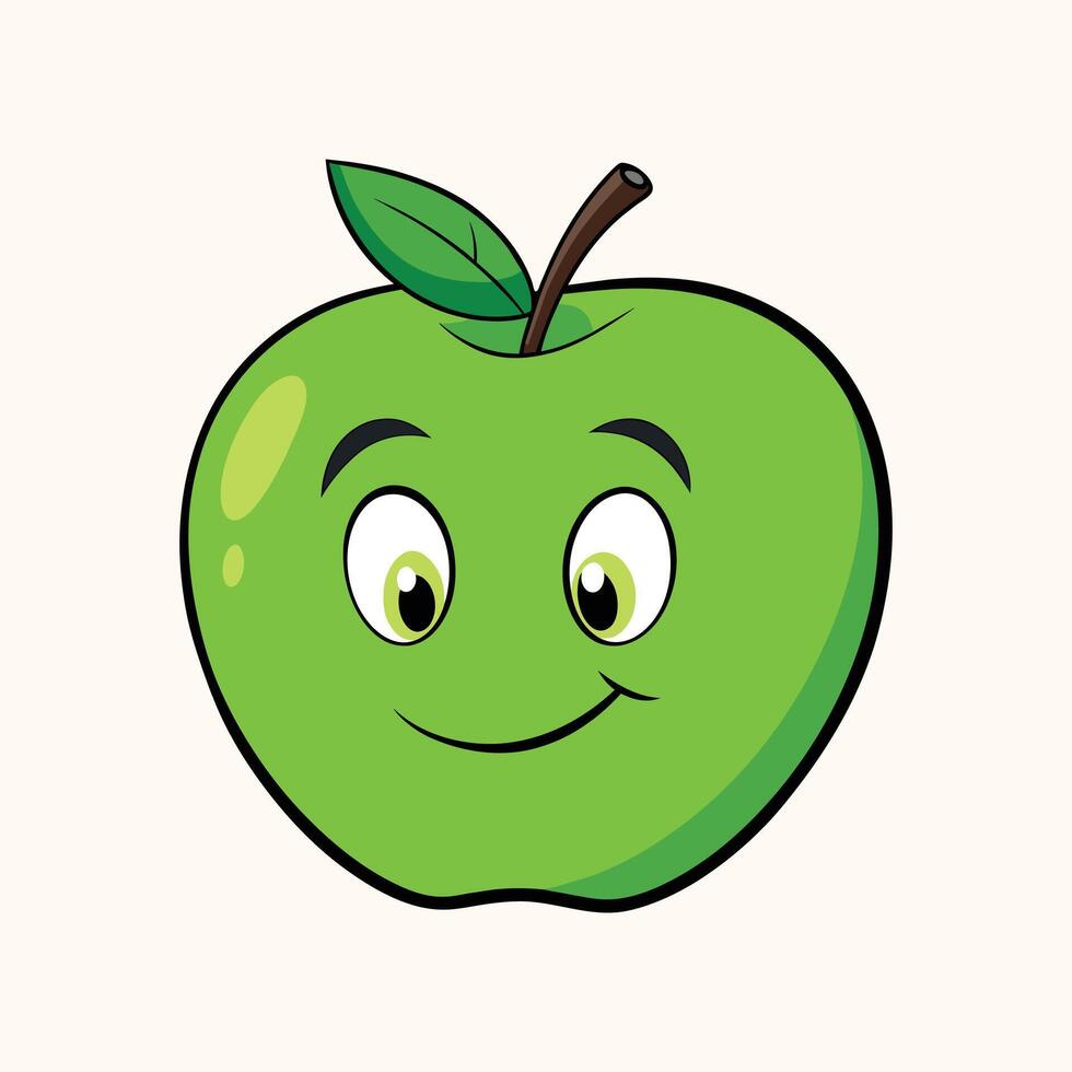 Green Apple retro funky cartoon character vector