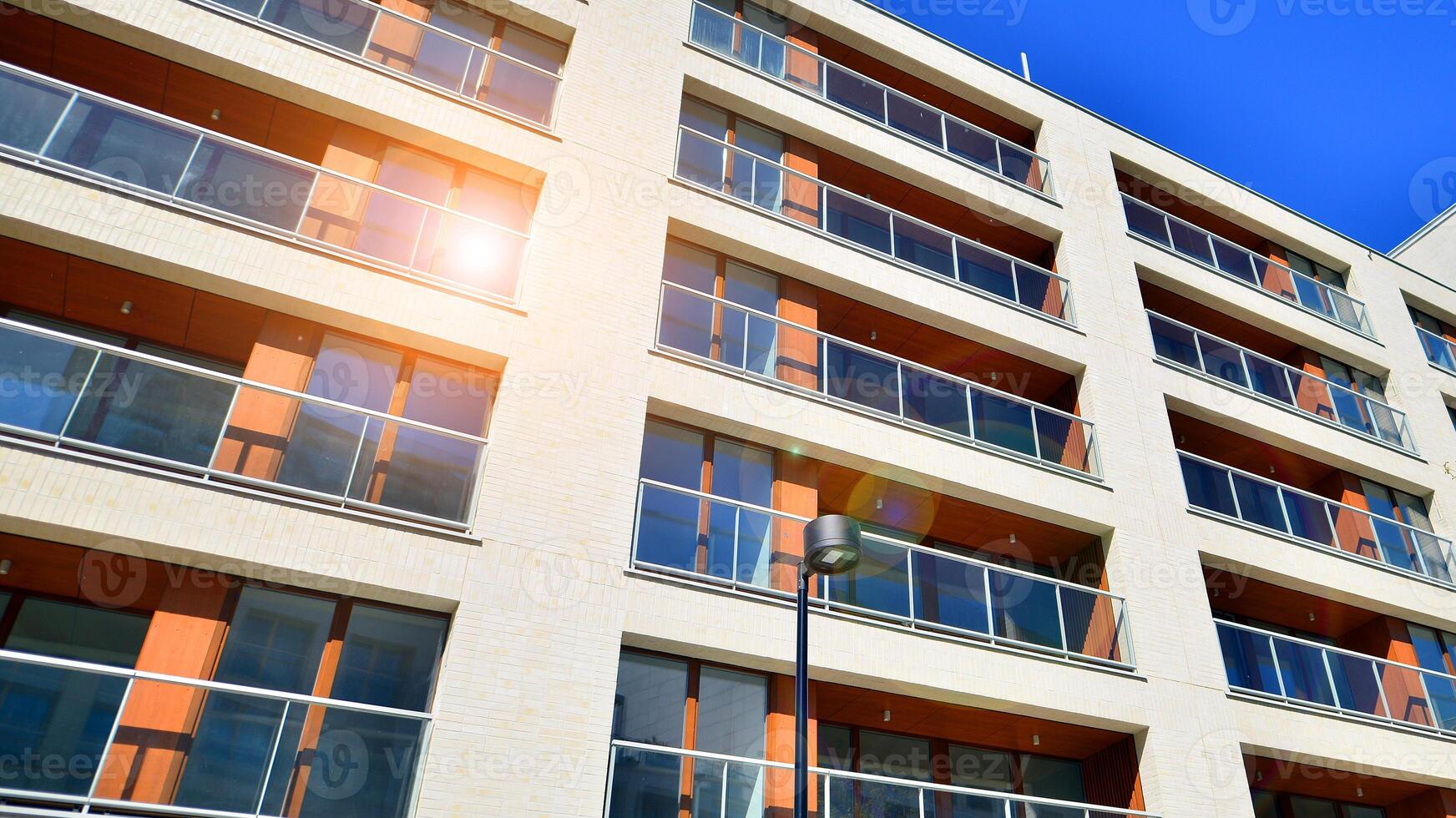 Modern elements in contemporary architecture.. Architectural details of a modern apartment building. photo