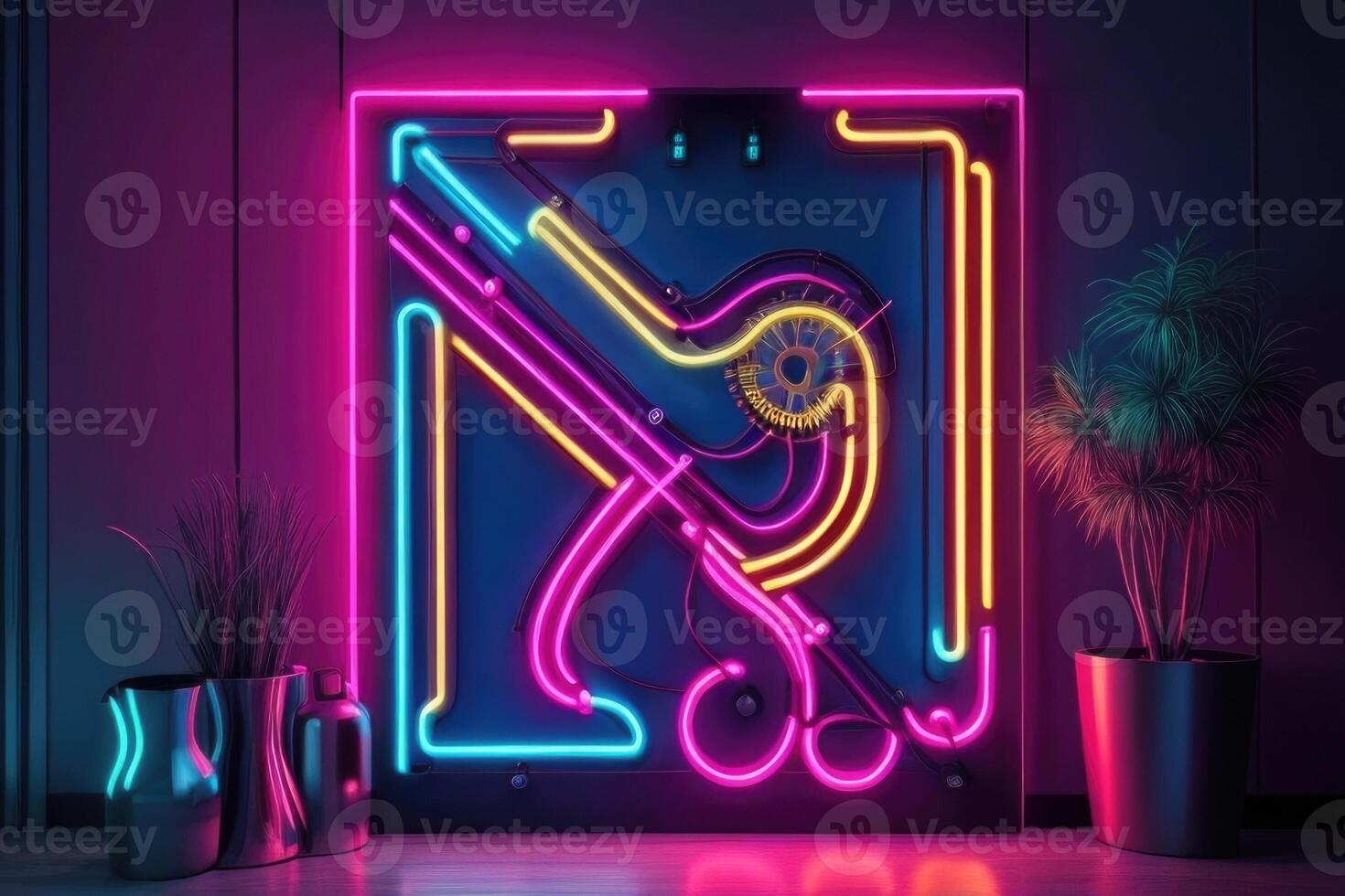 a neon sign with a colorful design photo