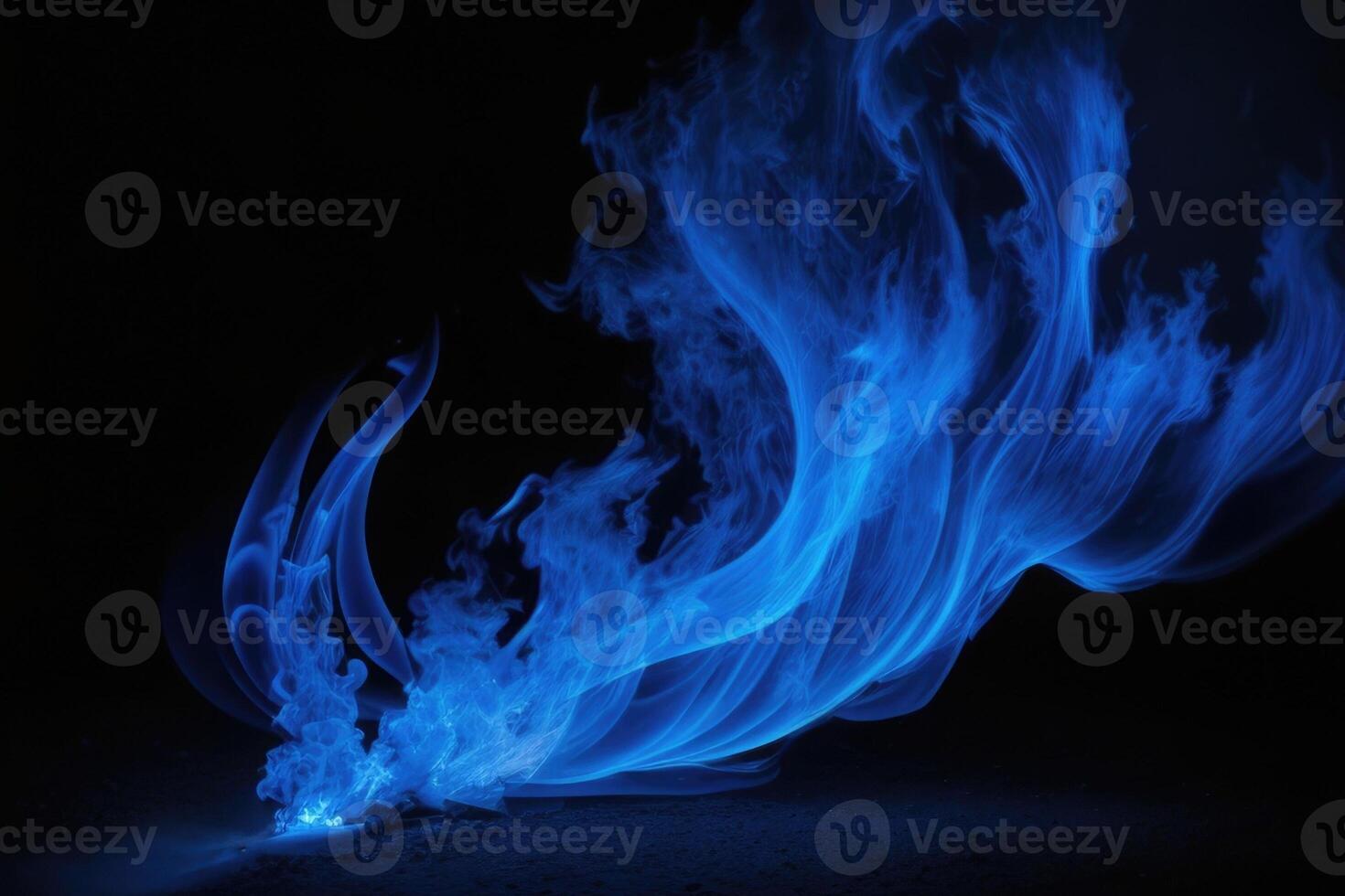blue flames on a black background photo