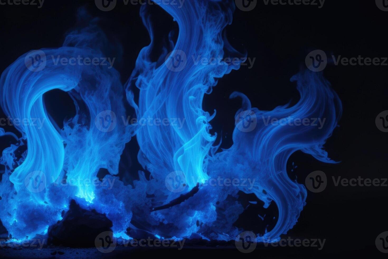 blue flames on a black background photo