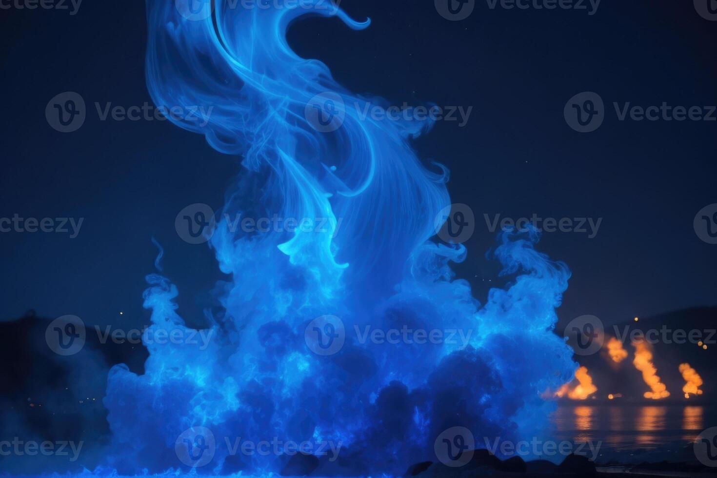 blue flames on a black background photo