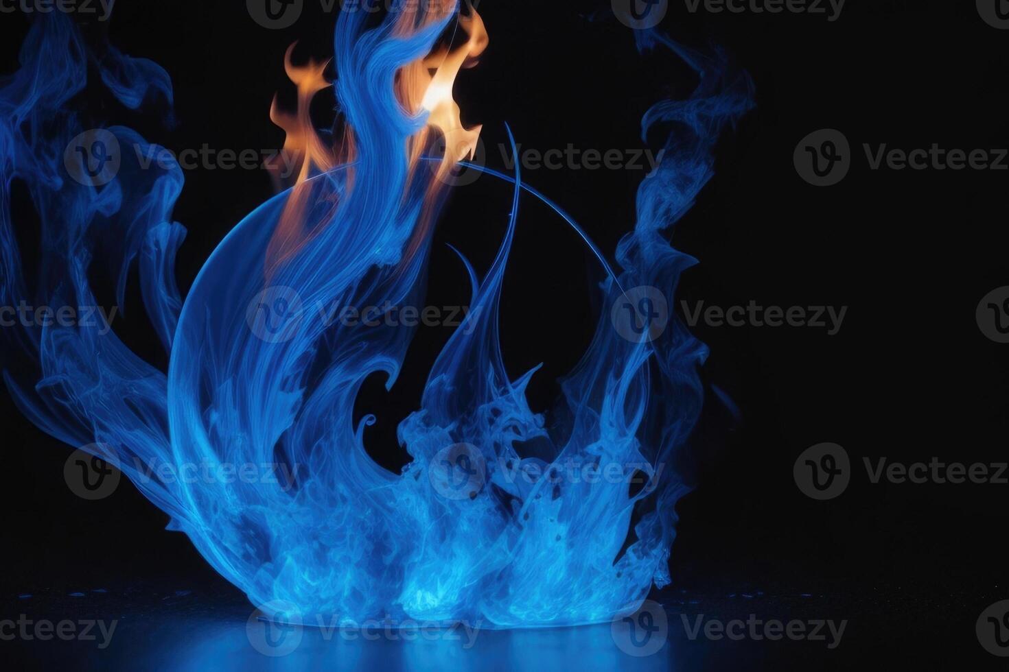 blue flames on a black background photo