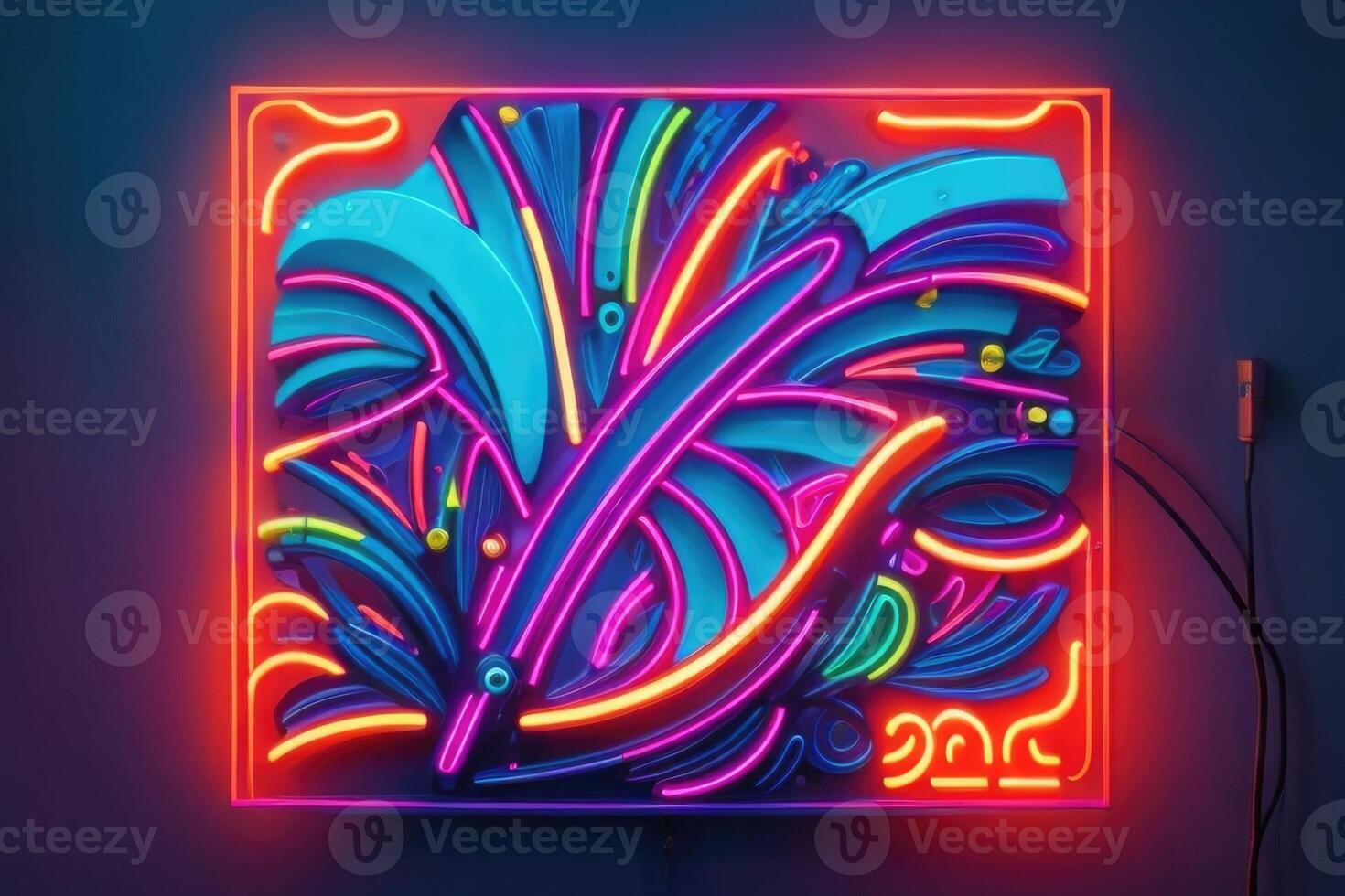 a neon sign with a colorful design photo
