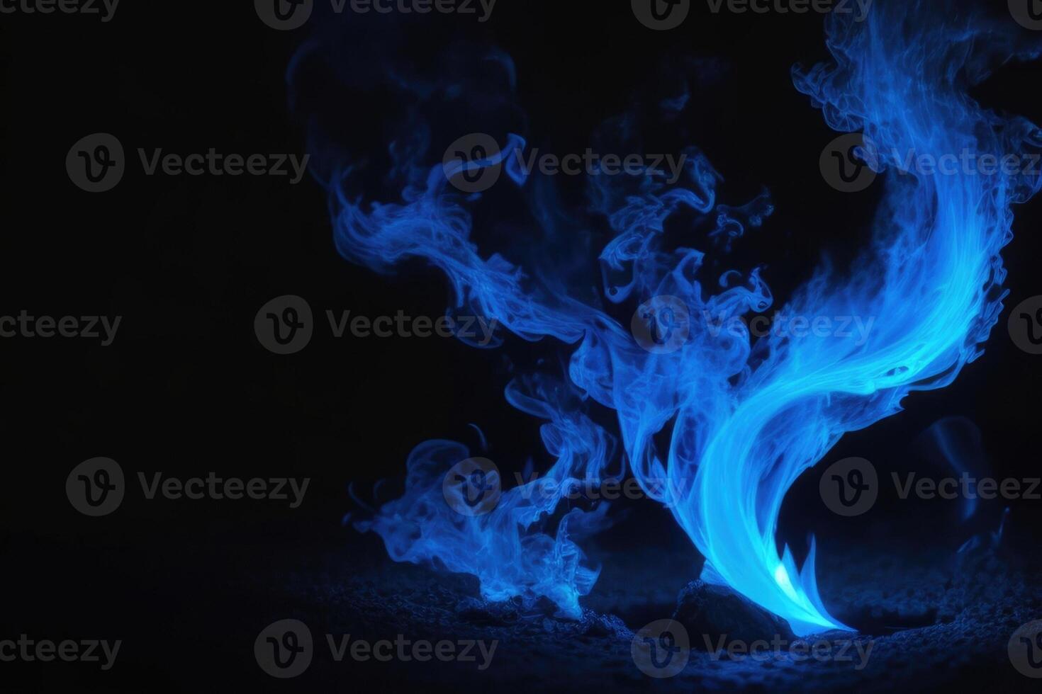 blue flames on a black background photo