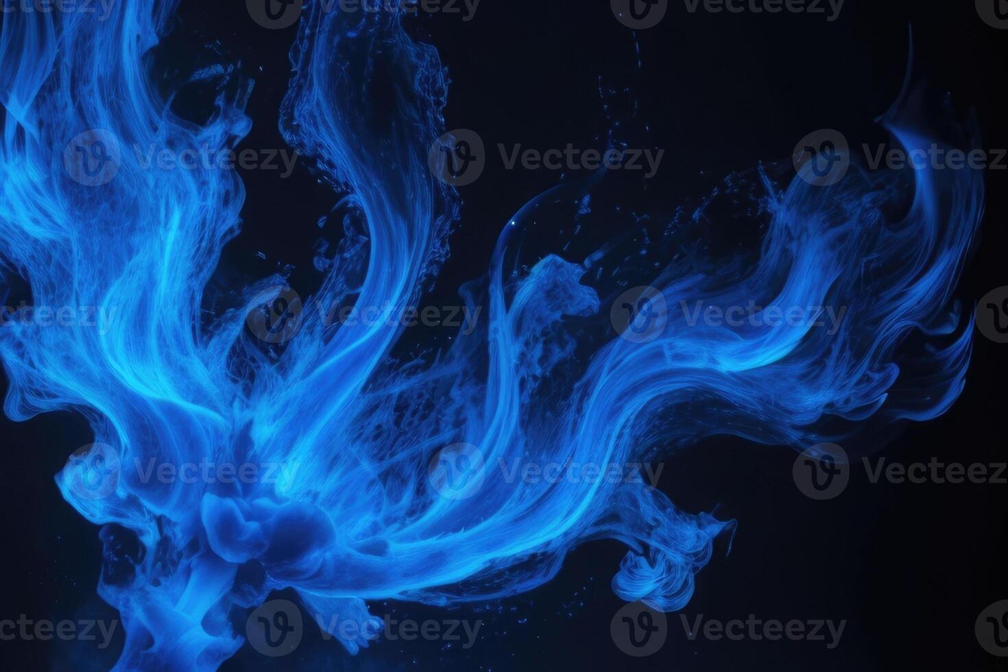 blue flames on a black background photo