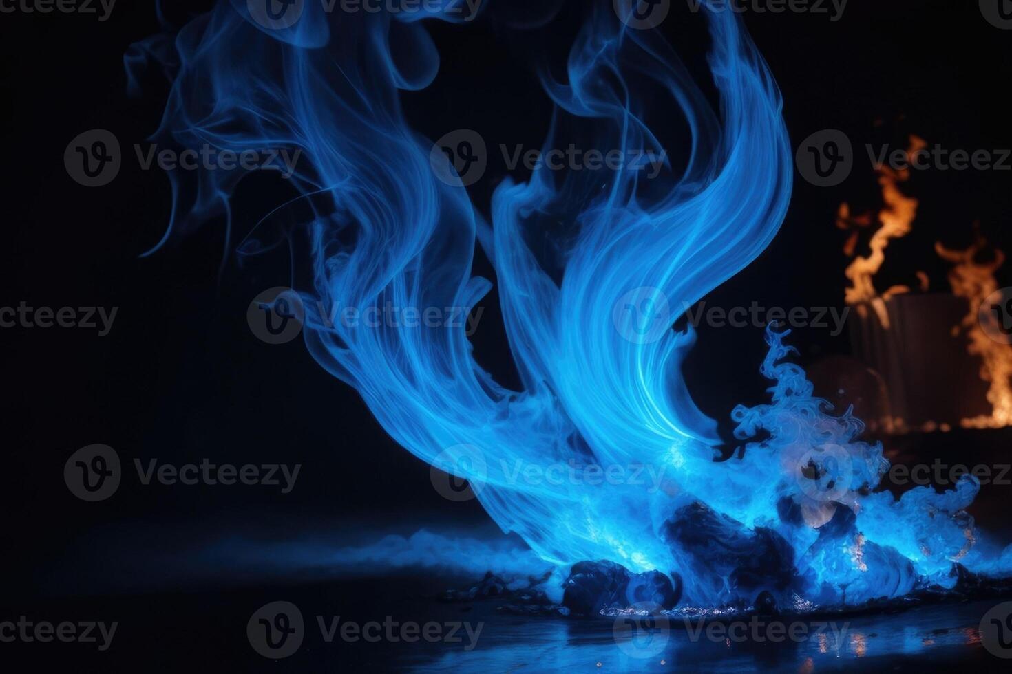 blue flames on a black background photo