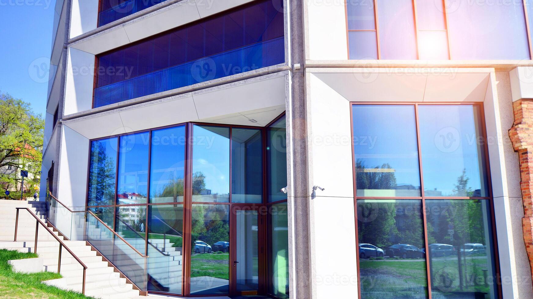 Modern elements in contemporary architecture.. Architectural details of a modern apartment building. photo