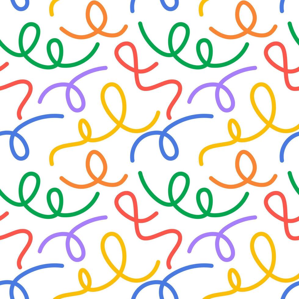 Fun colorful line doodle seamless pattern vector
