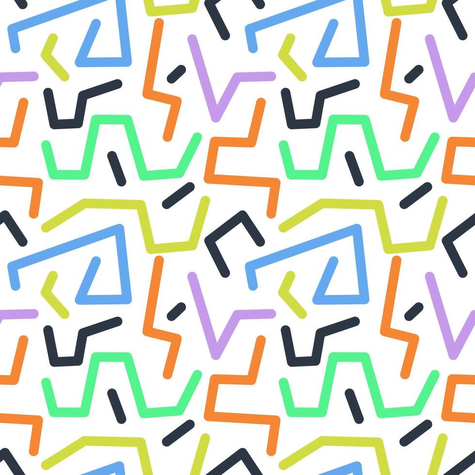 Fun colorful line doodle seamless pattern vector