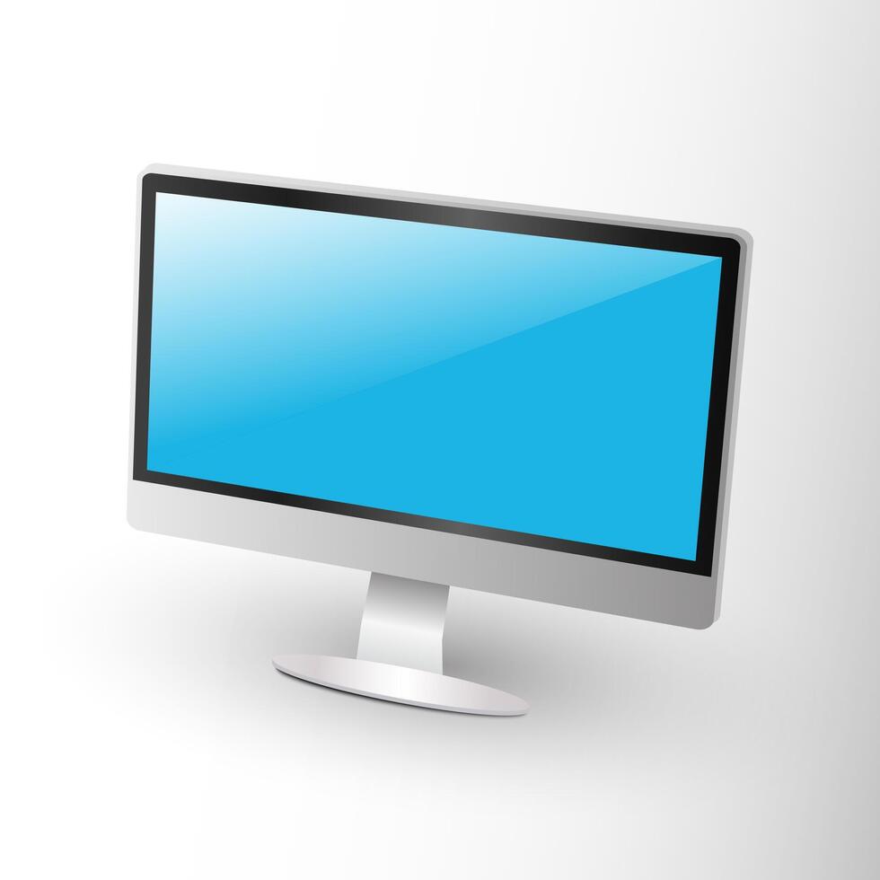 3D desktop computer on white background. vector